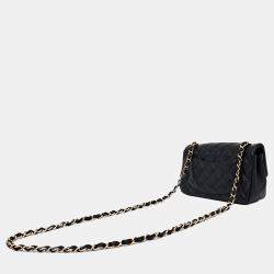 Chanel Black Leather Lucky Charm Classic New Mini crossbody Bag