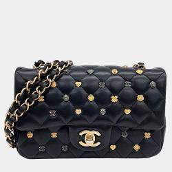 Chanel Black Leather Lucky Charm Classic New Mini crossbody Bag