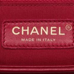 Chanel Pink Quilted Chevron Leather New Medium Boy Flap Bag