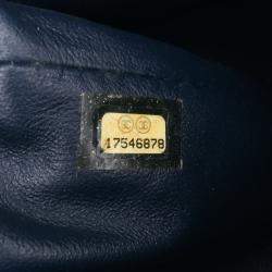 Chanel Navy Blue CC Quilted Patent Clutch With Chain