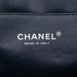 Chanel Navy Blue CC Quilted Patent Clutch With Chain