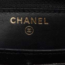 Chanel Black Quilted Leather Boy Zip Around Wallet
