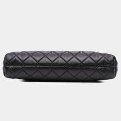 Chanel Black Quilted Lambskin Kiss Lock Clutch