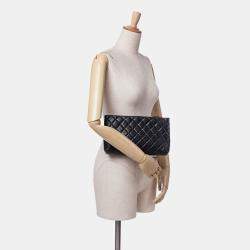 Chanel Black Quilted Lambskin Kiss Lock Clutch
