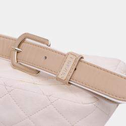 Chanel Beige Medium CC Quilted Caviar Buckle Strap Messenger Bag