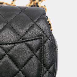 Chanel Black Mini Quilted Calfskin Coco Mail Clutch with Chain