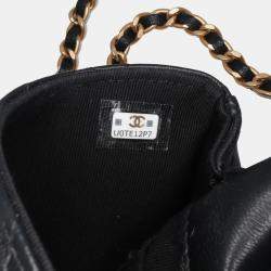 Chanel Black Mini Quilted Calfskin Coco Mail Clutch with Chain