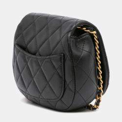 Chanel Black Mini Quilted Calfskin Coco Mail Clutch with Chain