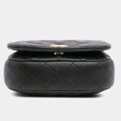 Chanel Black Mini Quilted Calfskin Coco Mail Clutch with Chain