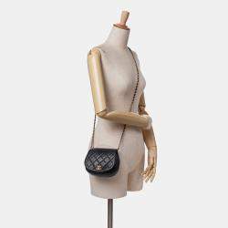 Chanel Black Mini Quilted Calfskin Coco Mail Clutch with Chain