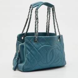 Chanel Blue Quilted Caviar Leather Petite Timeless Tote