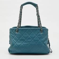 Chanel Blue Quilted Caviar Leather Petite Timeless Tote