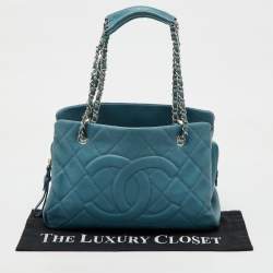 Chanel Blue Quilted Caviar Leather Petite Timeless Tote