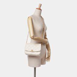 Chanel White Medium Quilted Lambskin CC Coin Flap