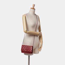 Chanel Red CC Quilted Lambskin Wallet on Chain
