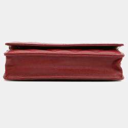 Chanel Red CC Quilted Lambskin Wallet on Chain