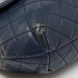 Pre Owned Chanel Navy Blue Quilted Leather Daily Supple Flap Bag