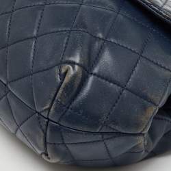 Pre Owned Chanel Navy Blue Quilted Leather Daily Supple Flap Bag