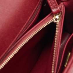 Pre Owned Chanel Red Quilted Caviar Leather and Lizard Embossed Leather Small Coco Top Handle Bag