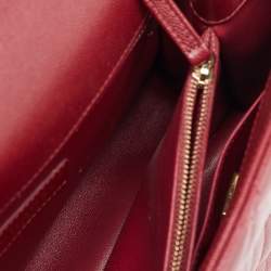 Pre Owned Chanel Red Quilted Caviar Leather and Lizard Embossed Leather Small Coco Top Handle Bag