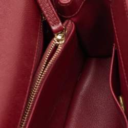 Pre Owned Chanel Red Quilted Caviar Leather and Lizard Embossed Leather Small Coco Top Handle Bag