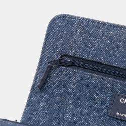 Chanel Navy Blue Denim and Velvet Wallet On Chain