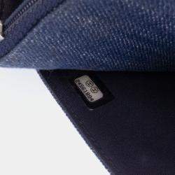 Chanel Navy Blue Denim and Velvet Wallet On Chain