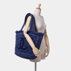 Chanel Blue CC Terry Cloth Beach Tote