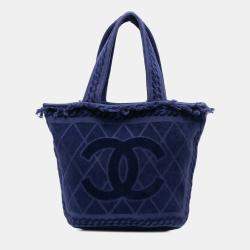 Chanel Blue CC Terry Cloth Beach Tote