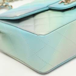 Pre Owned Chanel Blue Ombre Quilted Leather Mini Rectangular Flap Bag
