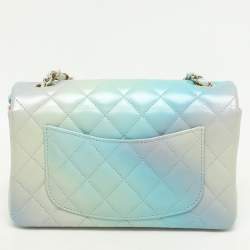 Pre Owned Chanel Blue Ombre Quilted Leather Mini Rectangular Flap Bag