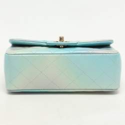 Pre Owned Chanel Blue Ombre Quilted Leather Mini Rectangular Flap Bag