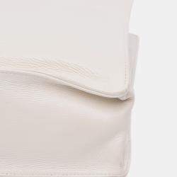 Chanel White Shiny Aged Calfskin North South Shopping Tote
