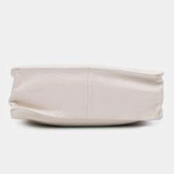 Chanel White Shiny Aged Calfskin North South Shopping Tote