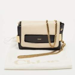 Chloe Black/White Leather Mini Elle Chain Clutch