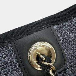Chanel Deauville Chain tote Bag Gray Raffia Leather Size Mm