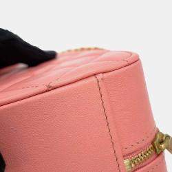 Chanel Pink Lambskin Leather Matelasse Chain Vanity Bag