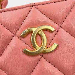 Chanel Pink Lambskin Leather Matelasse Chain Vanity Bag