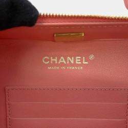 Chanel Pink Lambskin Leather Matelasse Chain Vanity Bag