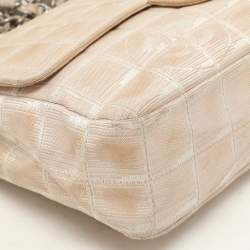 Pre Owned Chanel Beige Nylon Medium Travel Line Flap Bag