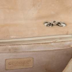 Pre Owned Chanel Beige Nylon Medium Travel Line Flap Bag