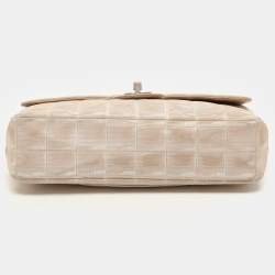 Pre Owned Chanel Beige Nylon Medium Travel Line Flap Bag