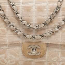 Pre Owned Chanel Beige Nylon Medium Travel Line Flap Bag