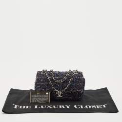 Chanel Blue Tweed Small CC Flap Bag