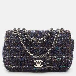 Chanel Blue Tweed Small CC Flap Bag