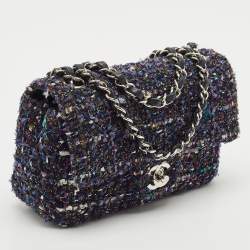 Chanel Blue Tweed Small CC Flap Bag