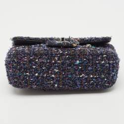 Chanel Blue Tweed Small CC Flap Bag