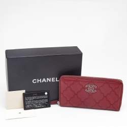 Chanel Red Ultra Stitch Leather CC Zip Continental Wallet