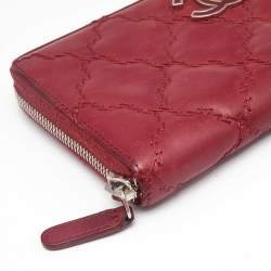 Chanel Red Ultra Stitch Leather CC Zip Continental Wallet