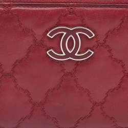 Chanel Red Ultra Stitch Leather CC Zip Continental Wallet